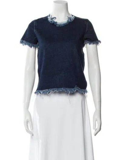 Pre-owned Marques' Almeida Cowl Neck Short Sleeve Crop Top W/ Tags In Blue