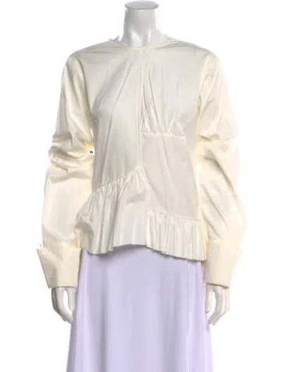 Pre-owned Marques' Almeida Crew Neck Long Sleeve Blouse In White