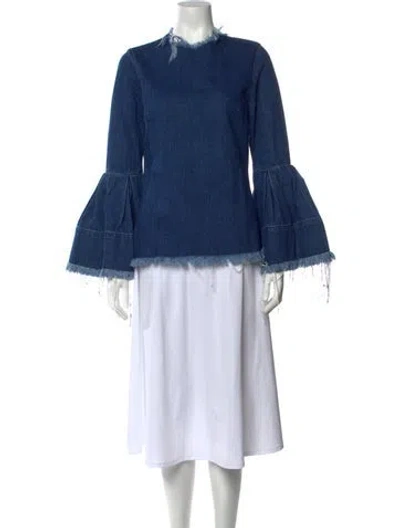 Pre-owned Marques' Almeida Crew Neck Long Sleeve Top In Blue