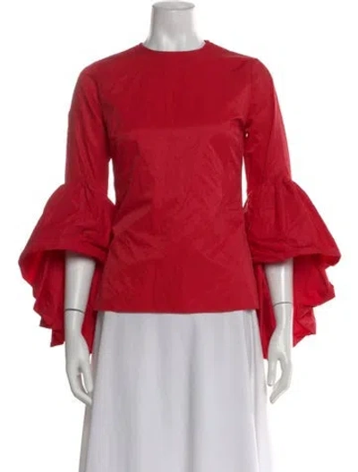 Pre-owned Marques' Almeida Crew Neck Long Sleeve Top In Red