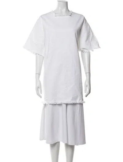 Pre-owned Marques' Almeida Crew Neck Midi Length Dress In Neutrals