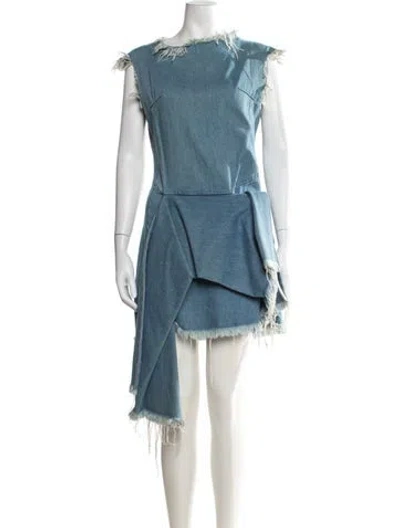 Pre-owned Marques' Almeida Crew Neck Mini Dress In Blue