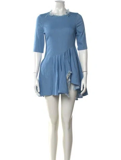 Pre-owned Marques' Almeida Crew Neck Mini Dress In Blue