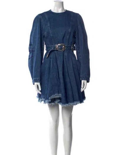 Pre-owned Marques' Almeida Crew Neck Mini Dress In Blue
