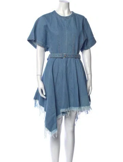 Pre-owned Marques' Almeida Crew Neck Mini Dress In Blue