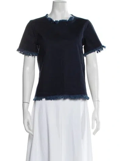 Pre-owned Marques' Almeida Crew Neck Short Sleeve Top In Blue