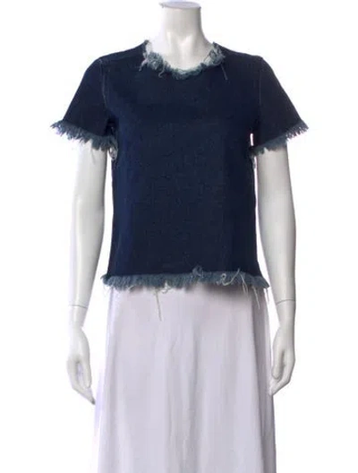Pre-owned Marques' Almeida Crew Neck Short Sleeve Top In Blue