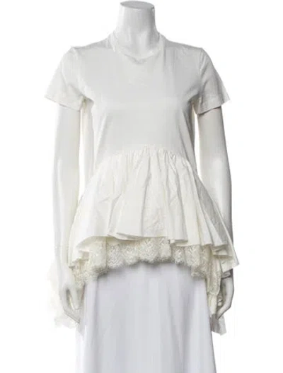 Pre-owned Marques' Almeida Crew Neck Short Sleeve Top In White