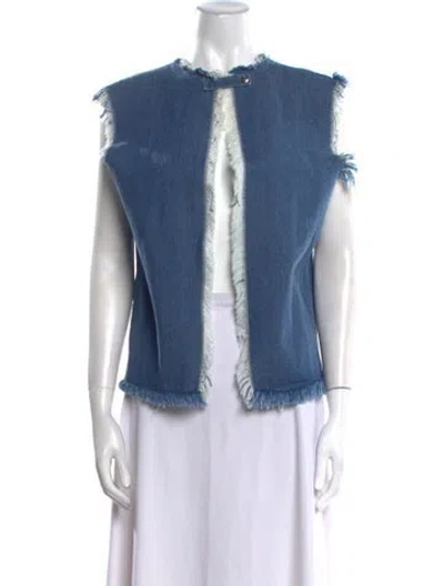 Pre-owned Marques' Almeida Crew Neck Sleeveless Blouse In Blue