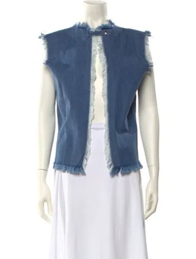 Pre-owned Marques' Almeida Crew Neck Sleeveless Blouse In Blue