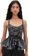 Marques' Almeida Denim Corset With Asymmetric Hem Black In Black