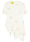 Marques' Almeida Linen Cap Sleeve Top With Embroidered Sequins White In White