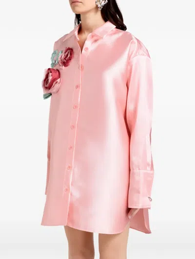 Marques' Almeida Floral-appliqué Shirt In Pink