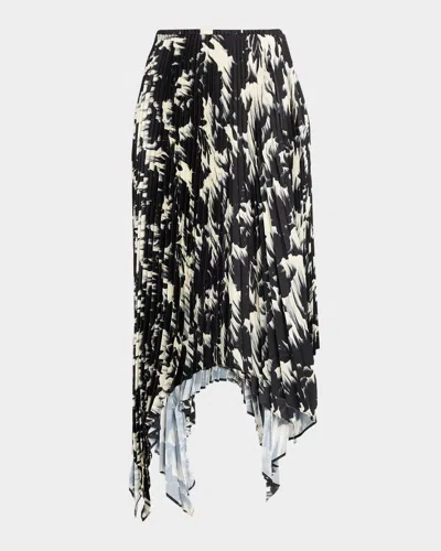 Marques' Almeida Floral Plisse Midi Skirt In Black