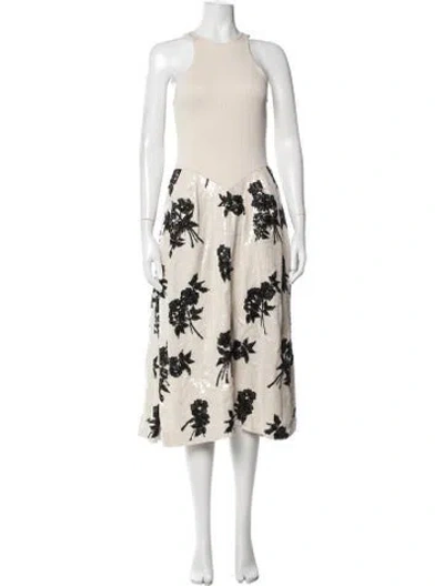 Pre-owned Marques' Almeida Floral Print Midi Length Dress In Neutrals