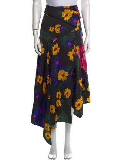Pre-owned Marques' Almeida Floral Print Midi Length Skirt In Green