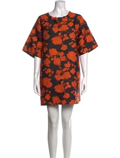 Pre-owned Marques' Almeida Floral Print Mini Dress In Orange