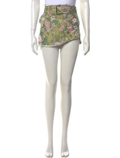 Pre-owned Marques' Almeida Floral Print Mini Skirt In Green
