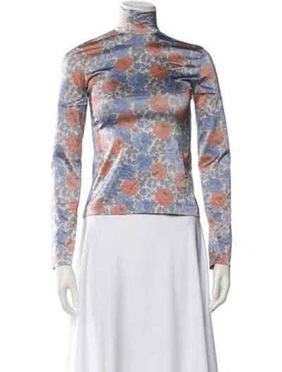 Pre-owned Marques' Almeida Floral Print Mock Neck Sweatshirt In White