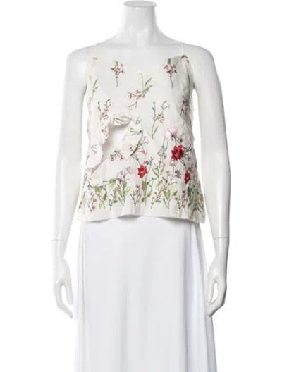Pre-owned Marques' Almeida Floral Print V-neck Top In White
