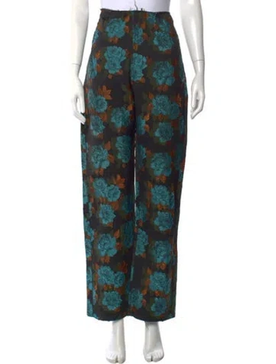 Pre-owned Marques' Almeida Floral Print Wide Leg Pants In Green