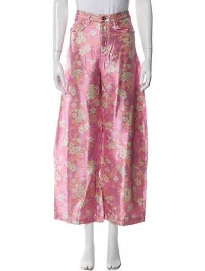 Pre-owned Marques' Almeida Floral Print Wide Leg Pants In Pink
