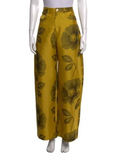Pre-owned Marques' Almeida Floral Print Wide Leg Pants W/ Tags In Yellow
