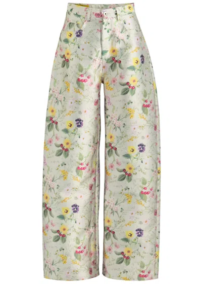 Marques' Almeida Floral-print Wide-leg Satin-twill Trousers In Multi