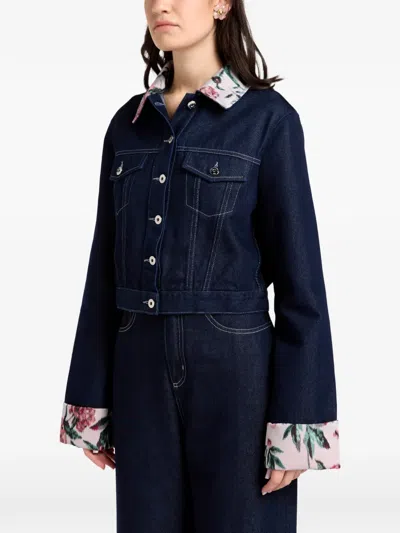 Marques' Almeida Floral-trim Jacket In Blue