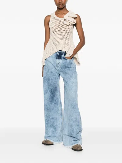 Marques' Almeida Flower Asymmetric Knit Top In Neutral