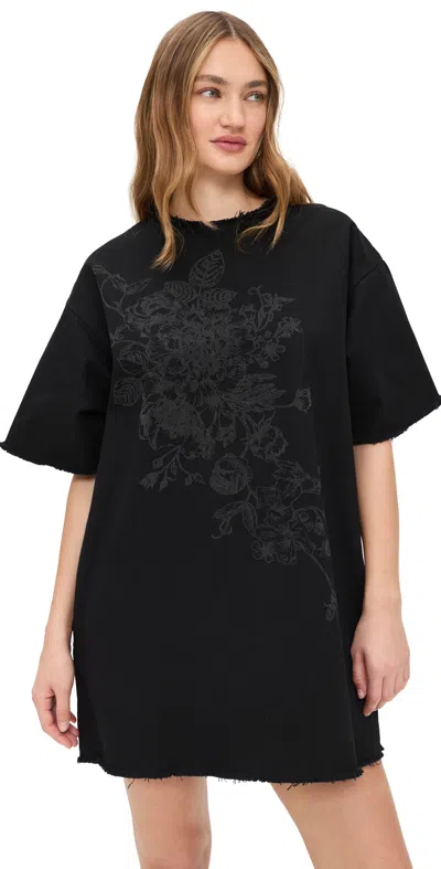 Marques' Almeida Flower Motif Drill T-shirt Dress Black