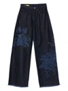 Marques' Almeida Flower-motif Frayed Jeans In Blue