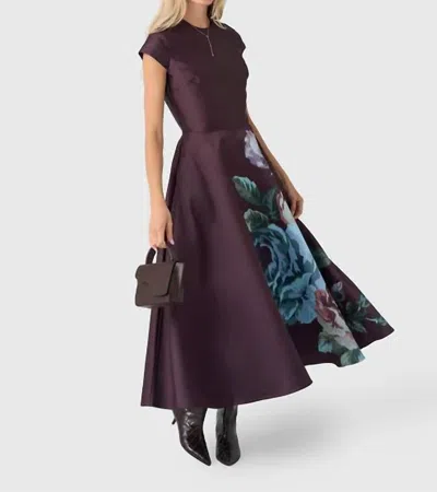 Marques' Almeida Flower Printed Cap Sleeve Dress In Burgundy In White