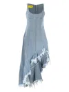 Marques' Almeida Frayed Ruffle Midi Dress In Blue