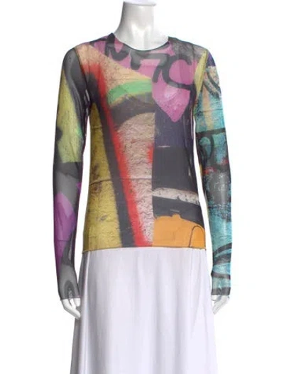 Pre-owned Marques' Almeida Graphic Print Crew Neck Top In Blue