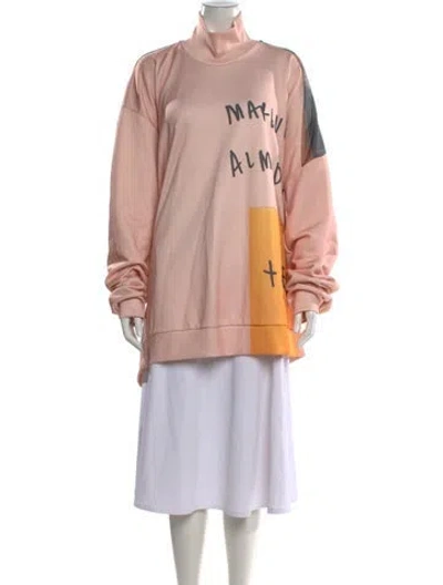Pre-owned Marques' Almeida Graphic Print Turtleneck Sweater In Pink