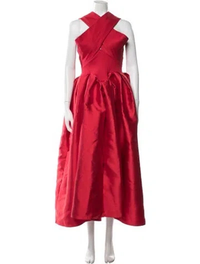 Pre-owned Marques' Almeida Halterneck Long Dress W/ Tags In Red