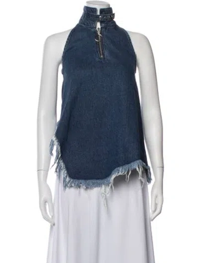Pre-owned Marques' Almeida Halterneck Sleeveless Top In Blue