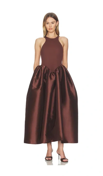 Marques' Almeida Heavy Satin Princess Dress In Brown