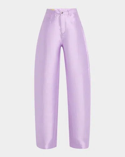 Marques' Almeida High-rise Heavy Satin Boyfriend Trousers In Lilac