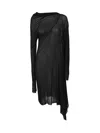 Marques' Almeida Draped Ribbed Recycled Cotton Dress In Black