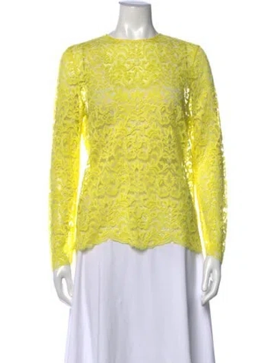 Pre-owned Marques' Almeida Lace Pattern Crew Neck Top In Yellow