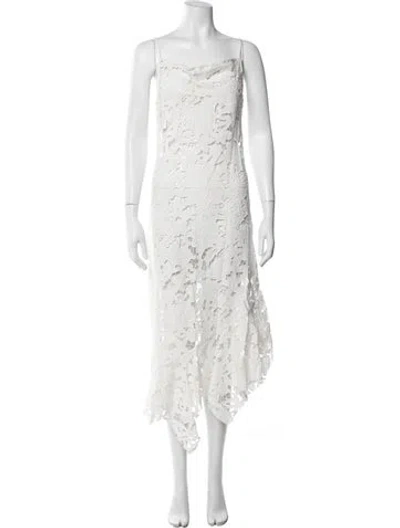 Pre-owned Marques' Almeida Lace Pattern Midi Length Dress In White