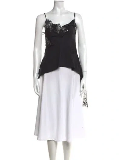 Pre-owned Marques' Almeida Lace Pattern V-neck Top In Black