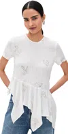 Marques' Almeida Linen Cap Sleeve Top With Embroidered Sequins White In White