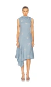 Marques' Almeida Cowl-neck Embroidered Midi Dress In Blue