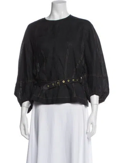 Pre-owned Marques' Almeida Linen Crew Neck Top W/ Tags In Blue
