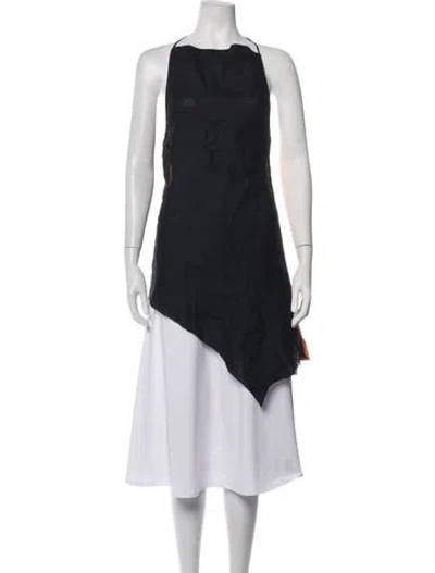 Pre-owned Marques' Almeida Linen Halterneck Top In Black