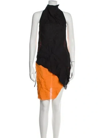 Pre-owned Marques' Almeida Linen Knee-length Dress In Black