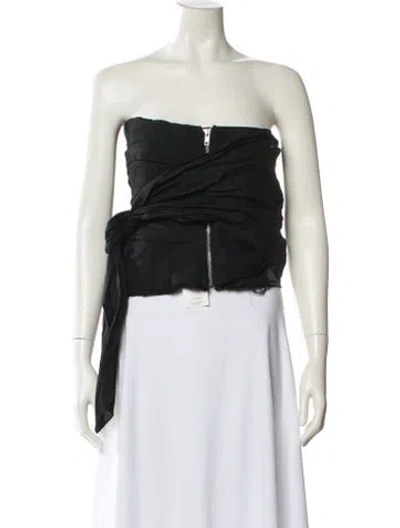 Pre-owned Marques' Almeida Linen Strapless Crop Top In Blue